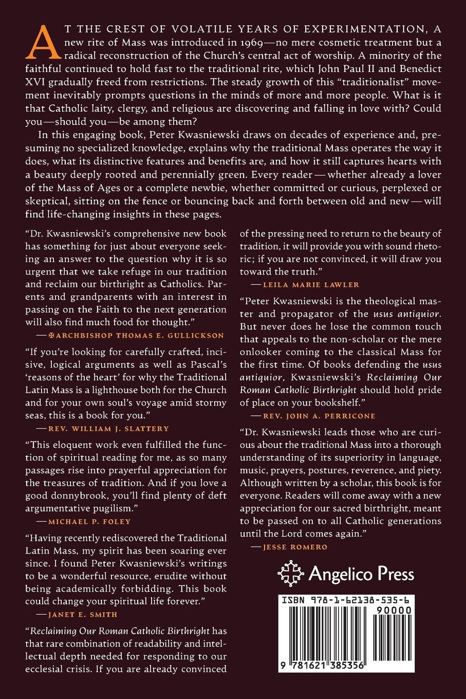 Rückseitencover Reclaiming Our Roman Catholic Birthright