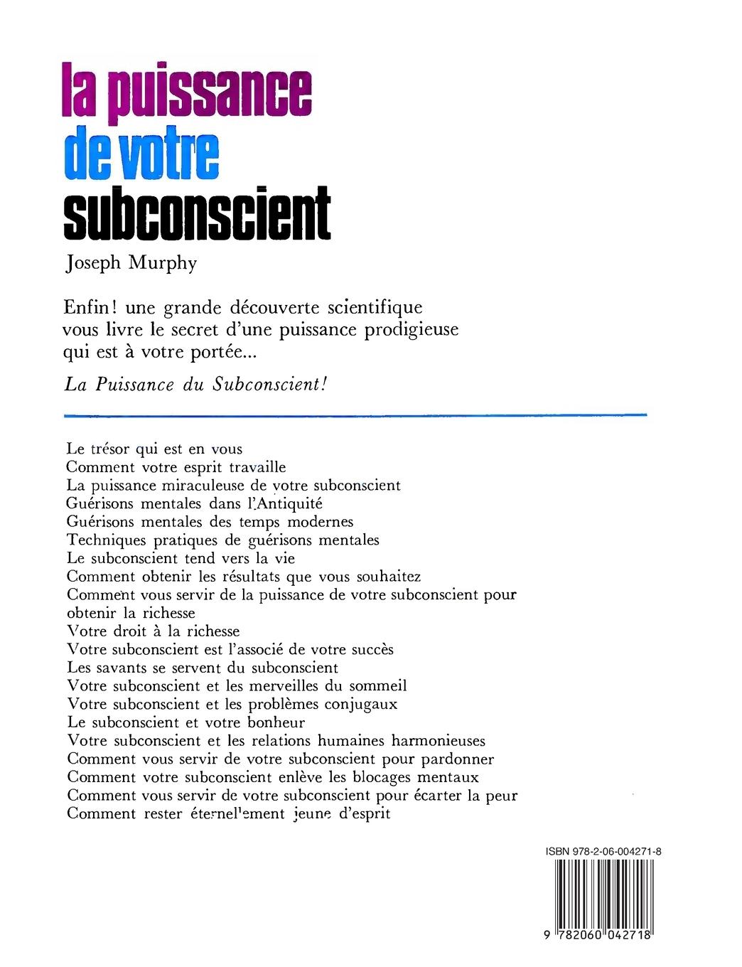 Rückseitencover La puissance de votre subconscient