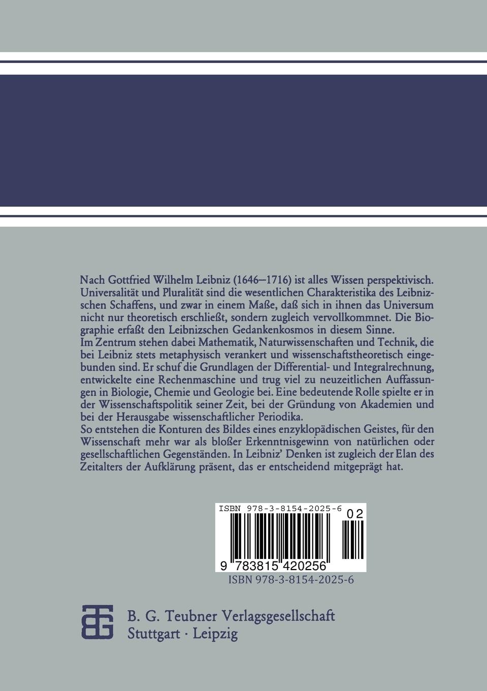 Rückseitencover Gottfried Wilhelm Leibniz