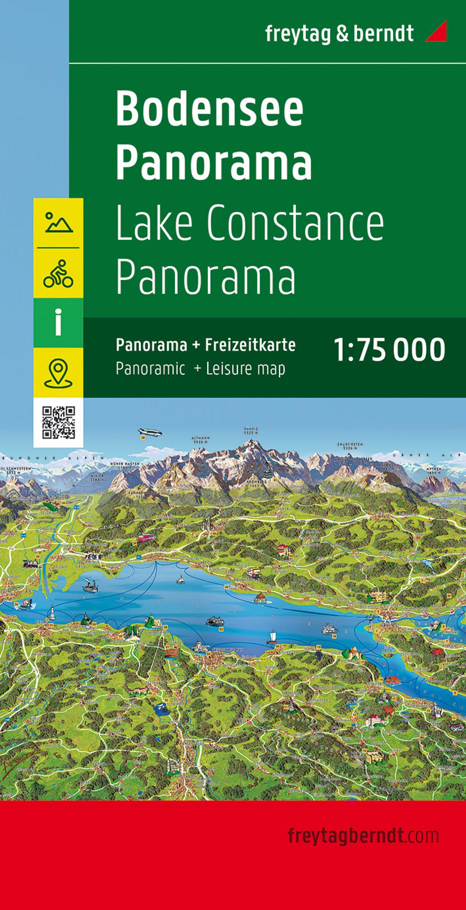 Vorderes Coverbild freytag & berndt Straßenkarte Bodensee Panorama 1:75.000