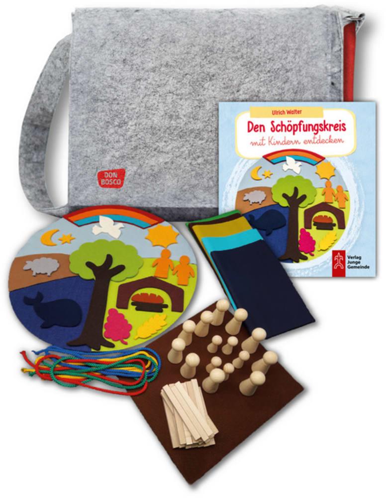 Vorderes Coverbild Den Schöpfungskreis mit Kindern entdecken - eine Erzähltasche mit Legematerial und Praxisbuch