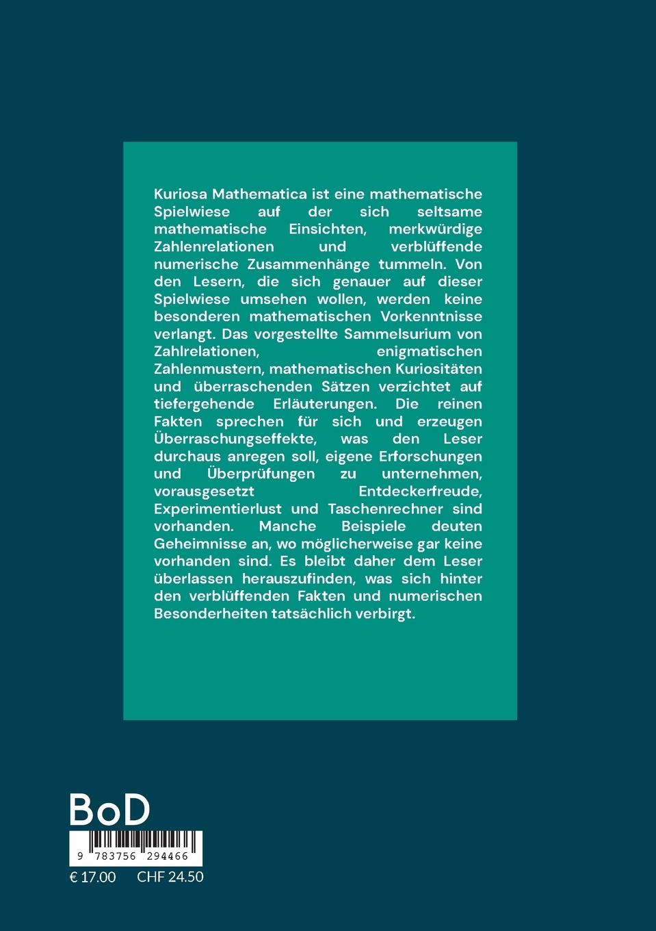 Rückseitencover Kuriosa Mathematika