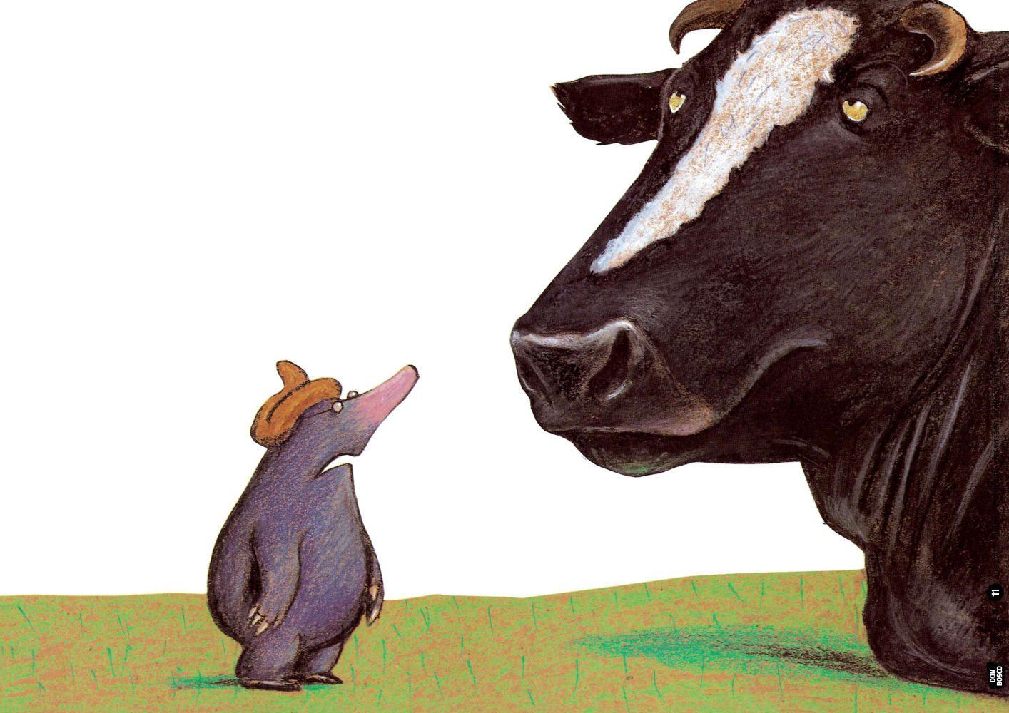 Beispielinhalt (Bild) Vom kleinen Maulwurf, der wissen wollte, wer ihm auf den Kopf gemacht hat. Kamishibai Bildkartenset