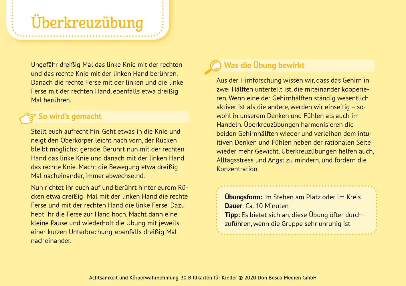 Beispielinhalt (Bild) Achtsamkeit und Körperwahrnehmung. 30 Bildkarten für Kinder