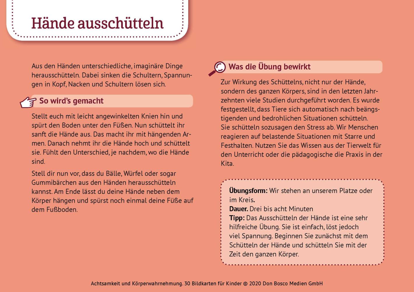 Beispielinhalt (Bild) Achtsamkeit und Körperwahrnehmung. 30 Bildkarten für Kinder