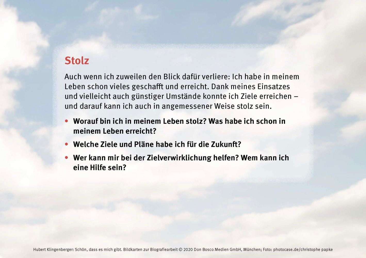 Beispielinhalt (Bild) Schön, dass es mich gibt. Bildkarten zur Biografiearbeit