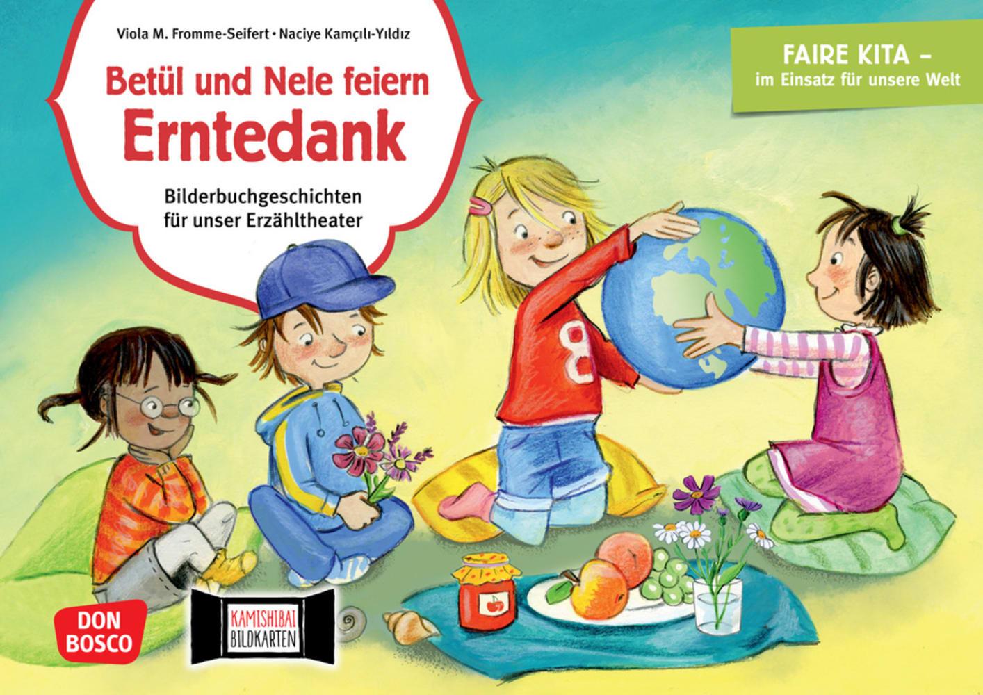 Vorderes Coverbild Betül und Nele feiern Erntedank. Kamishibai Bildkartenset.