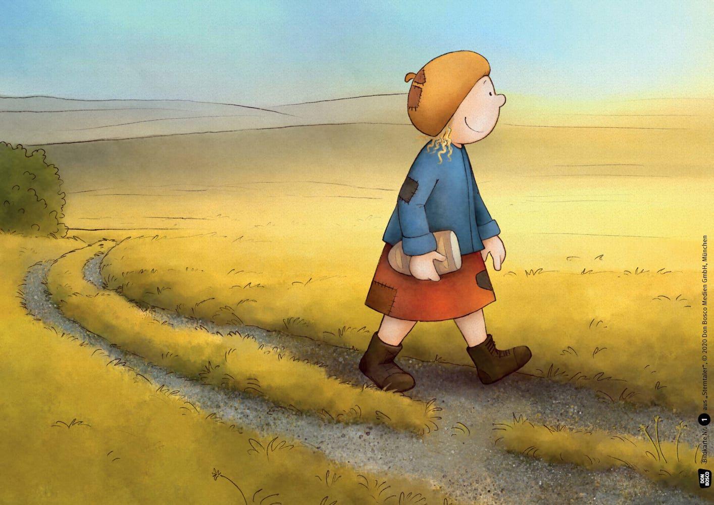 Beispielinhalt (Bild) Sterntaler. Kamishibai Bildkartenset.