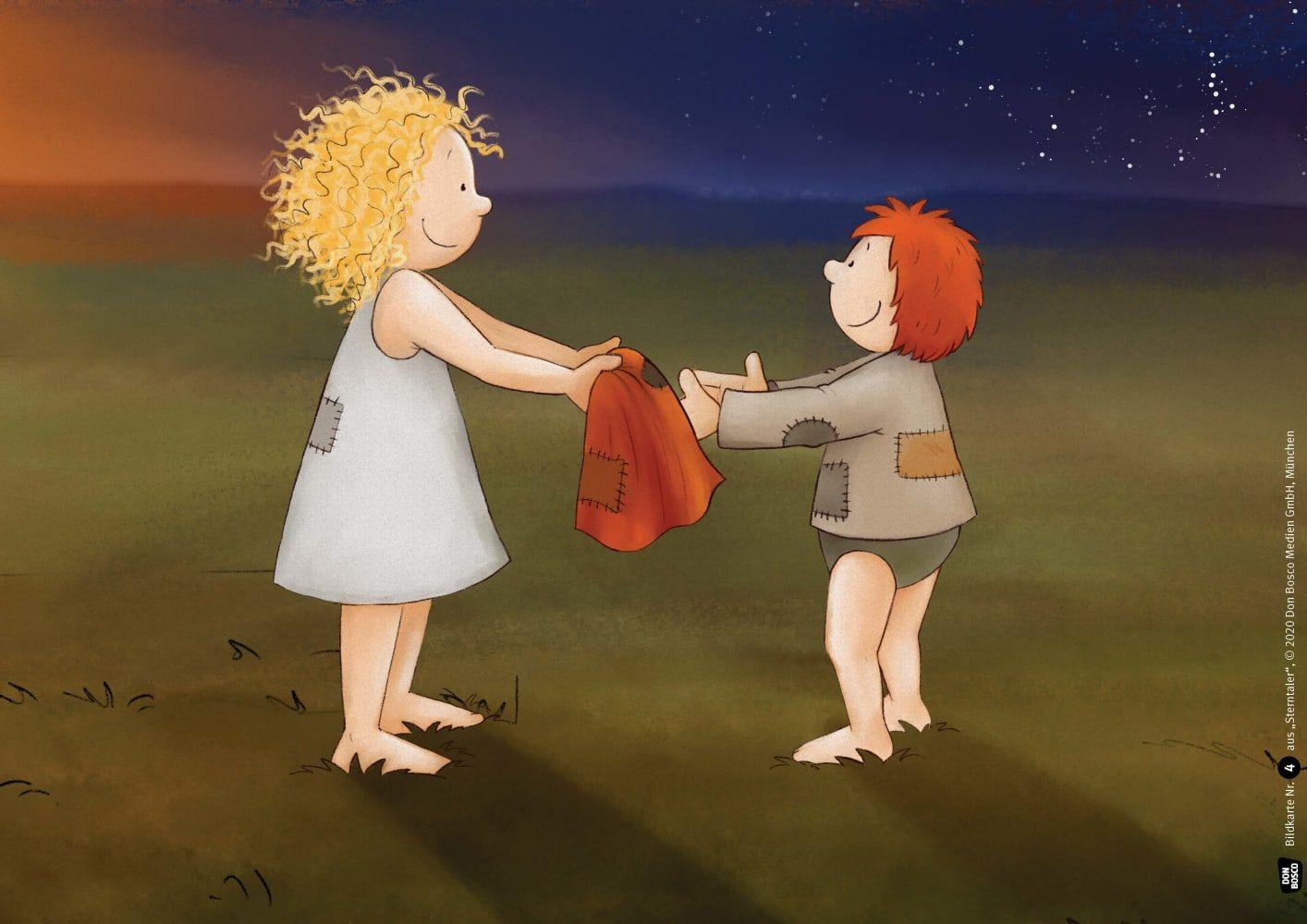 Beispielinhalt (Bild) Sterntaler. Kamishibai Bildkartenset.