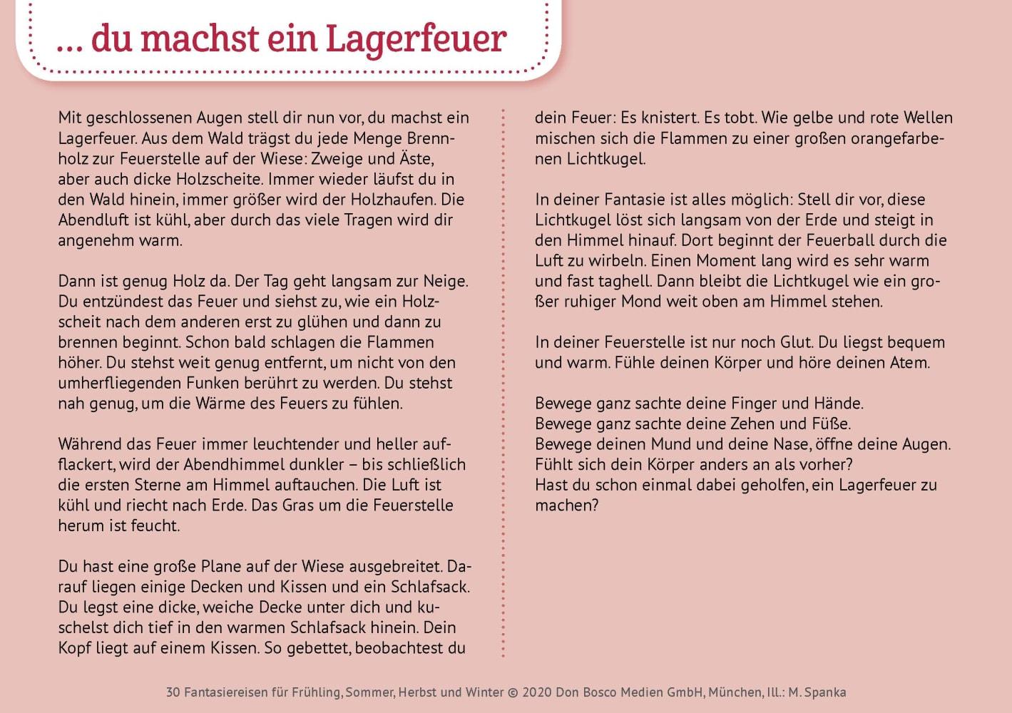 Beispielinhalt (Bild) 30 Fantasiereisen für Frühling, Sommer, Herbst und Winter.