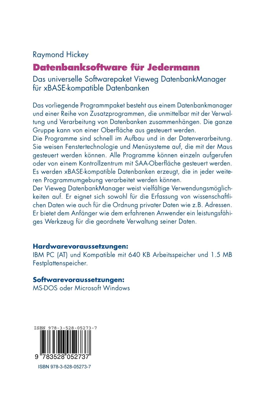 Rückseitencover Datenbanksoftware für Jedermann