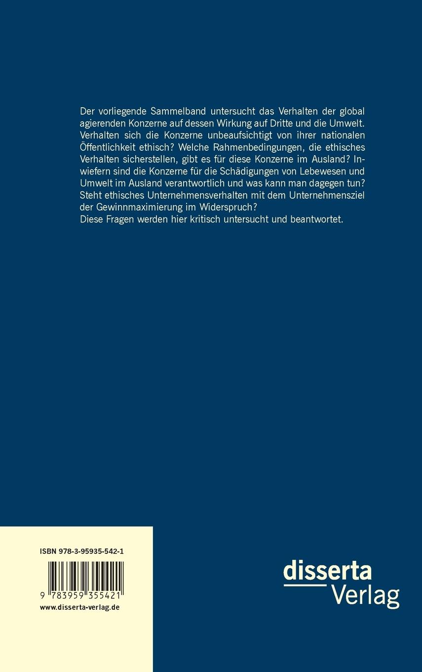 Rückseitencover Globale Konzerne und Ethik: Eine wirtschaftsethische Analyse anhand von ausgewählten Unternehmensstudien