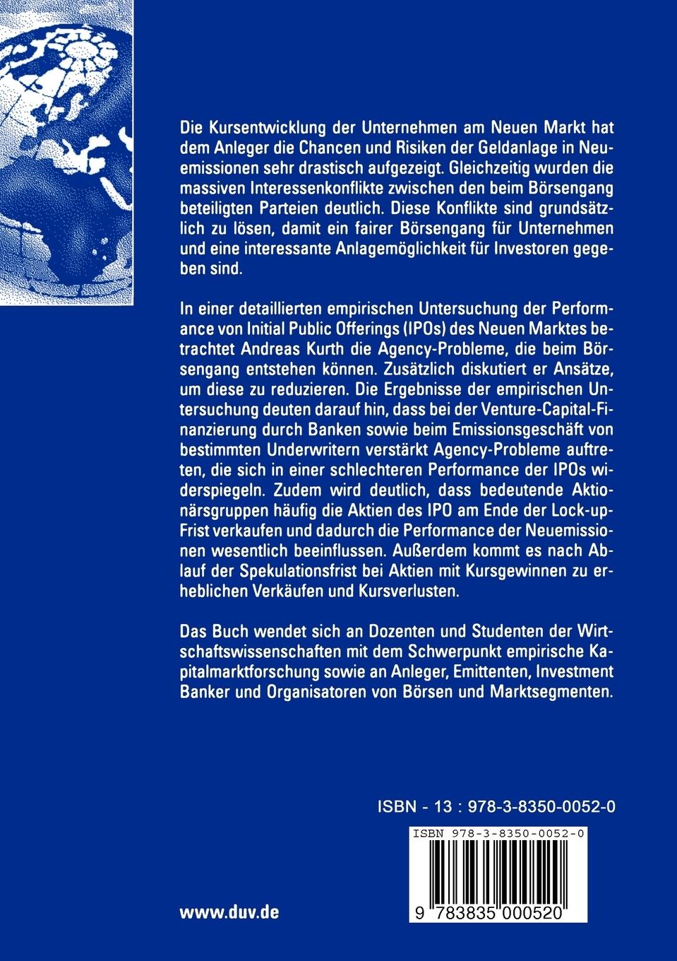 Rückseitencover Agency-Probleme und Performance von Initial Public Offerings