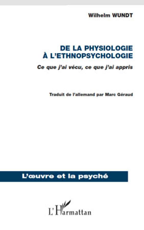Vorderes Coverbild De la physiologie à l'ethnopsychologie