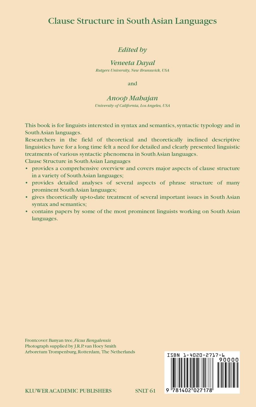 Rückseitencover Clause Structure in South Asian Languages