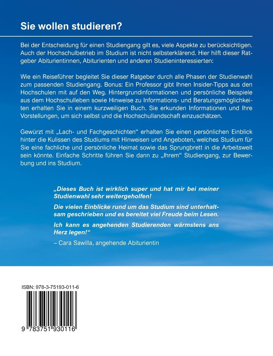 Rückseitencover Reisebegleiter zum Wunsch-Studium: Insider-Tipps zur Studienwahl