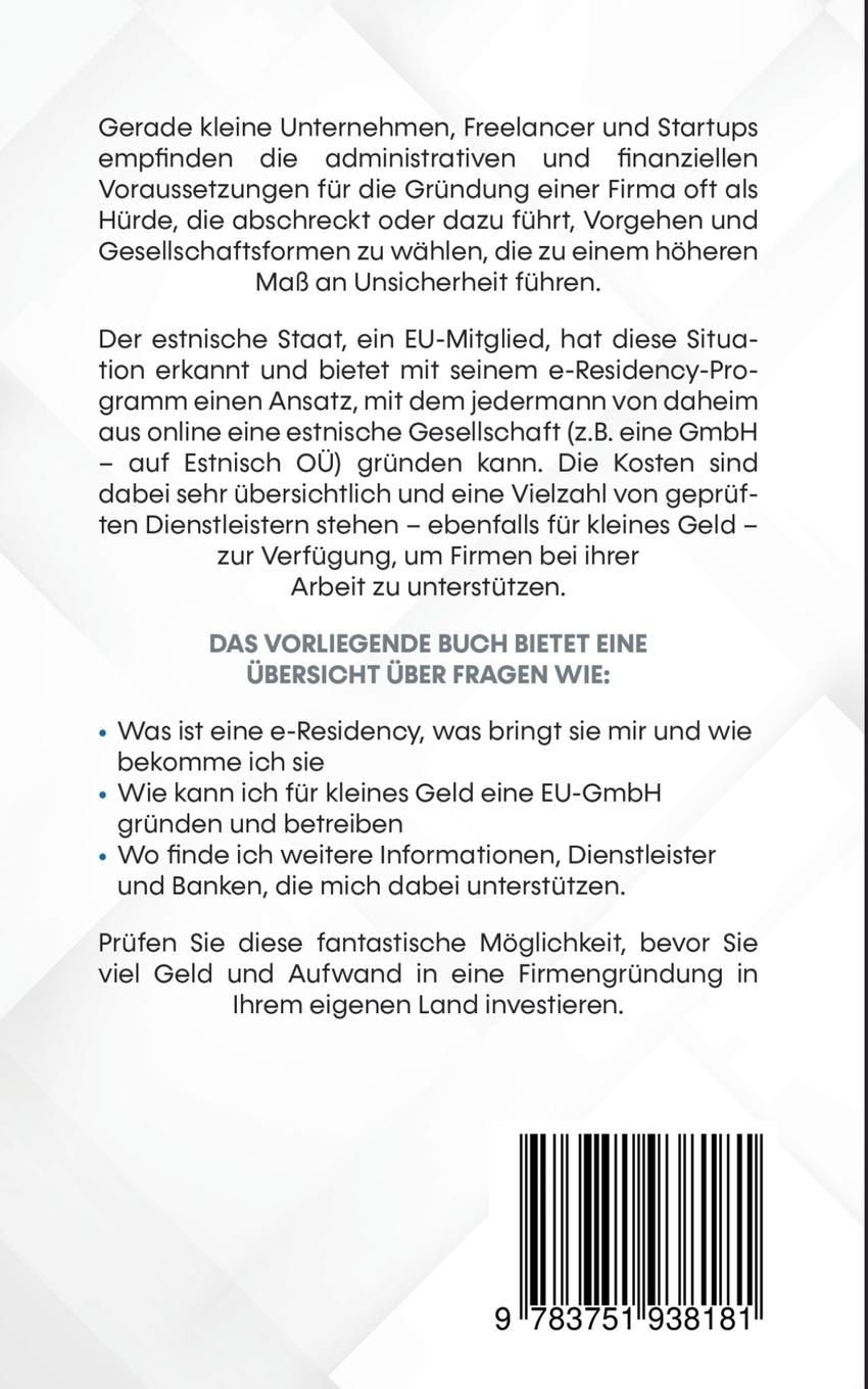 Rückseitencover EU-Firmengründung in Estland: einfach, günstig, schnell