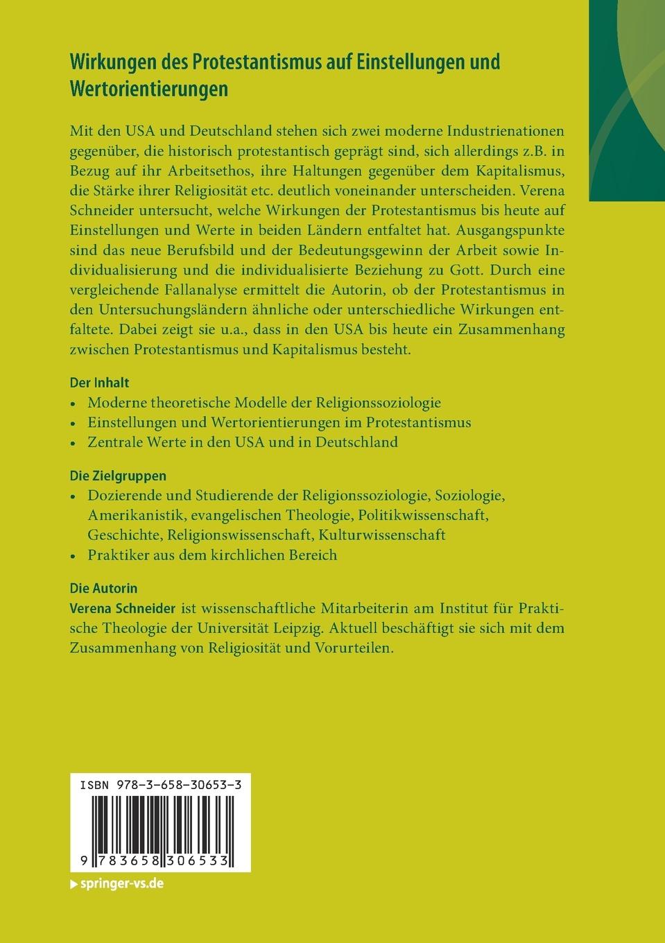 Rückseitencover Wirkungen des Protestantismus auf Einstellungen und Wertorientierungen