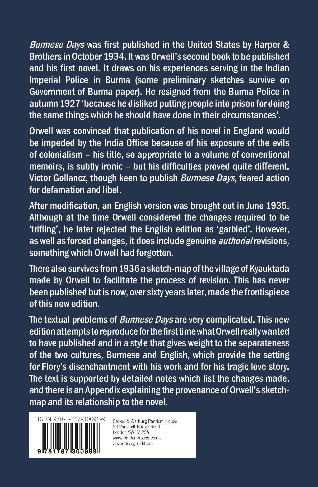 Rückseitencover Burmese Days