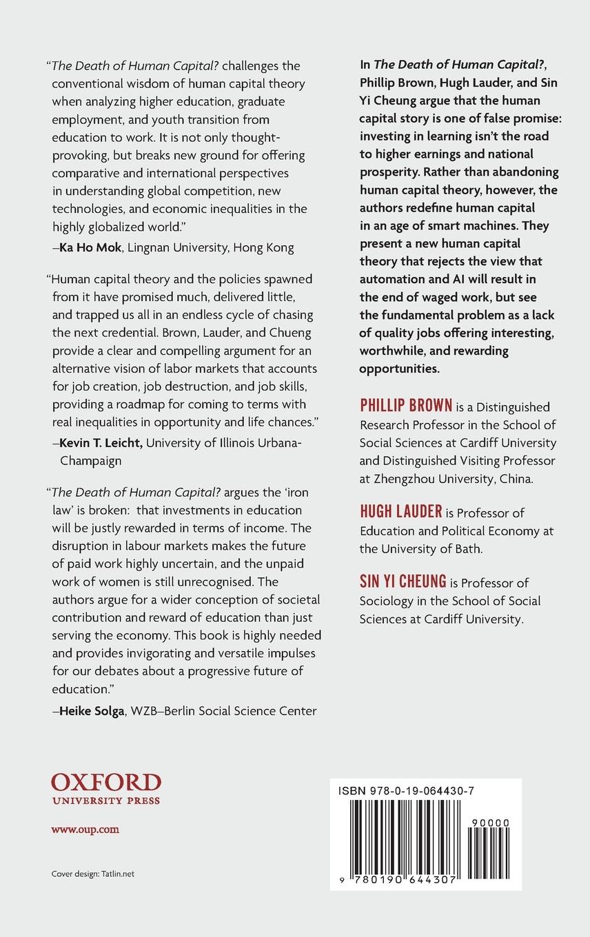 Rückseitencover The Death of Human Capital?