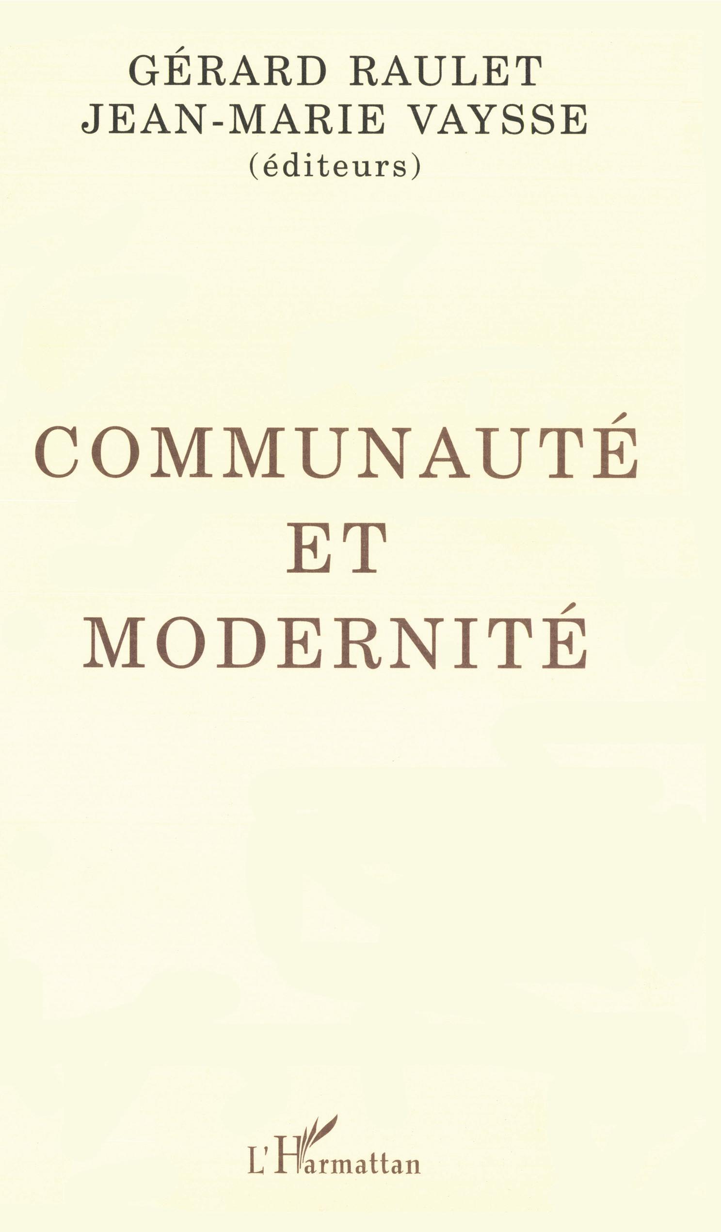 Vorderes Coverbild Communauté et modernité