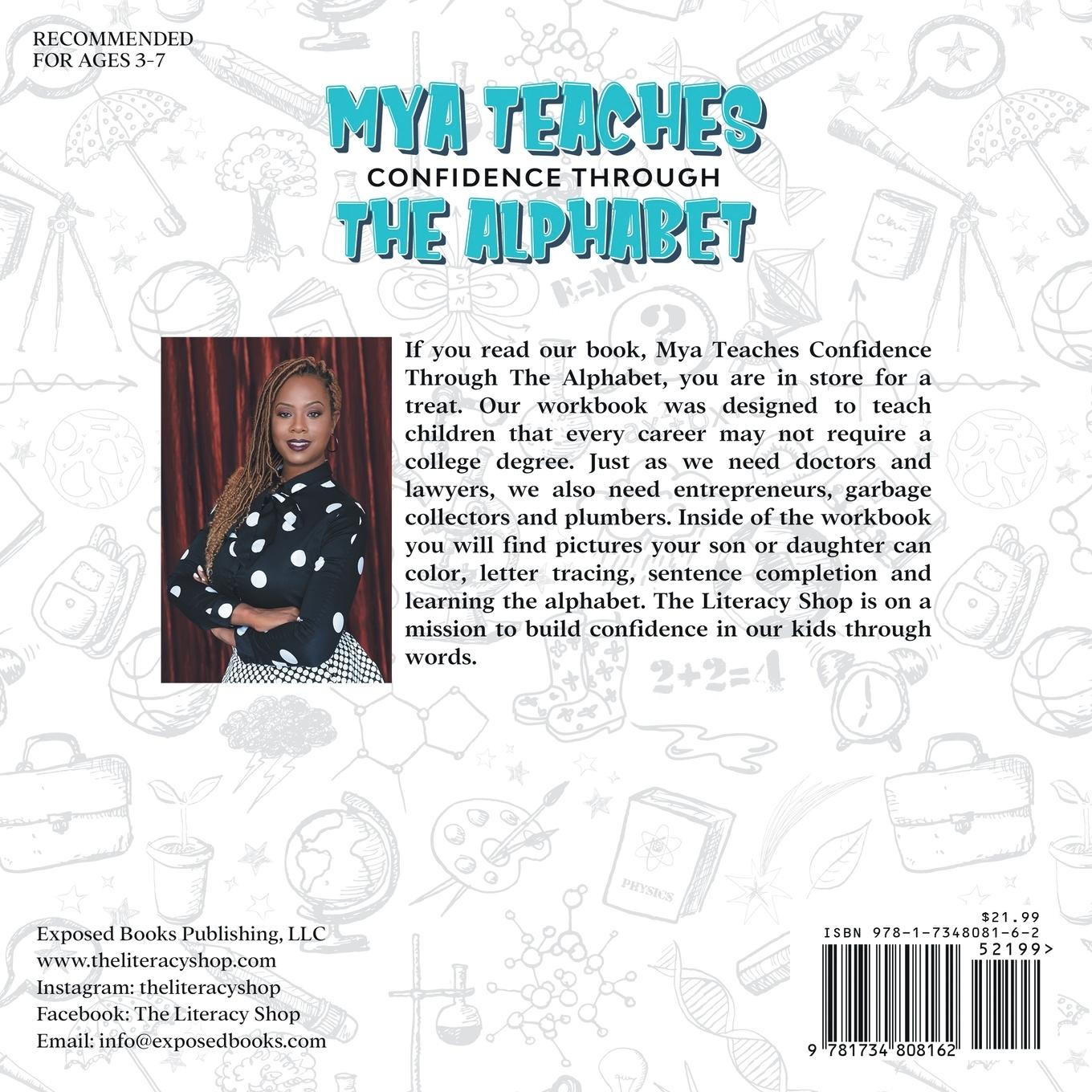 Rückseitencover Mya Teaches Confidence Through the Alphabet Workbook/Coloring Book