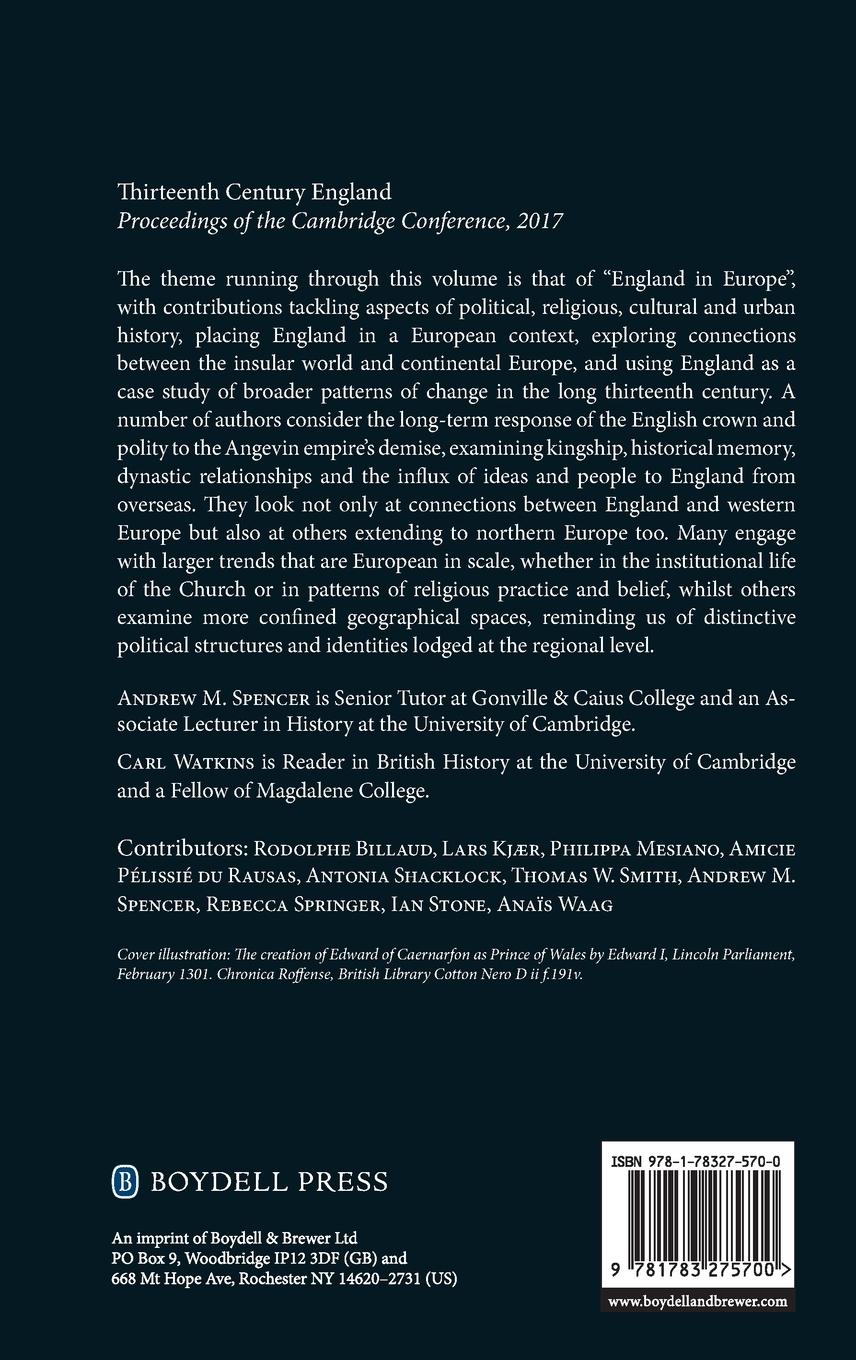 Rückseitencover Thirteenth Century England XVII