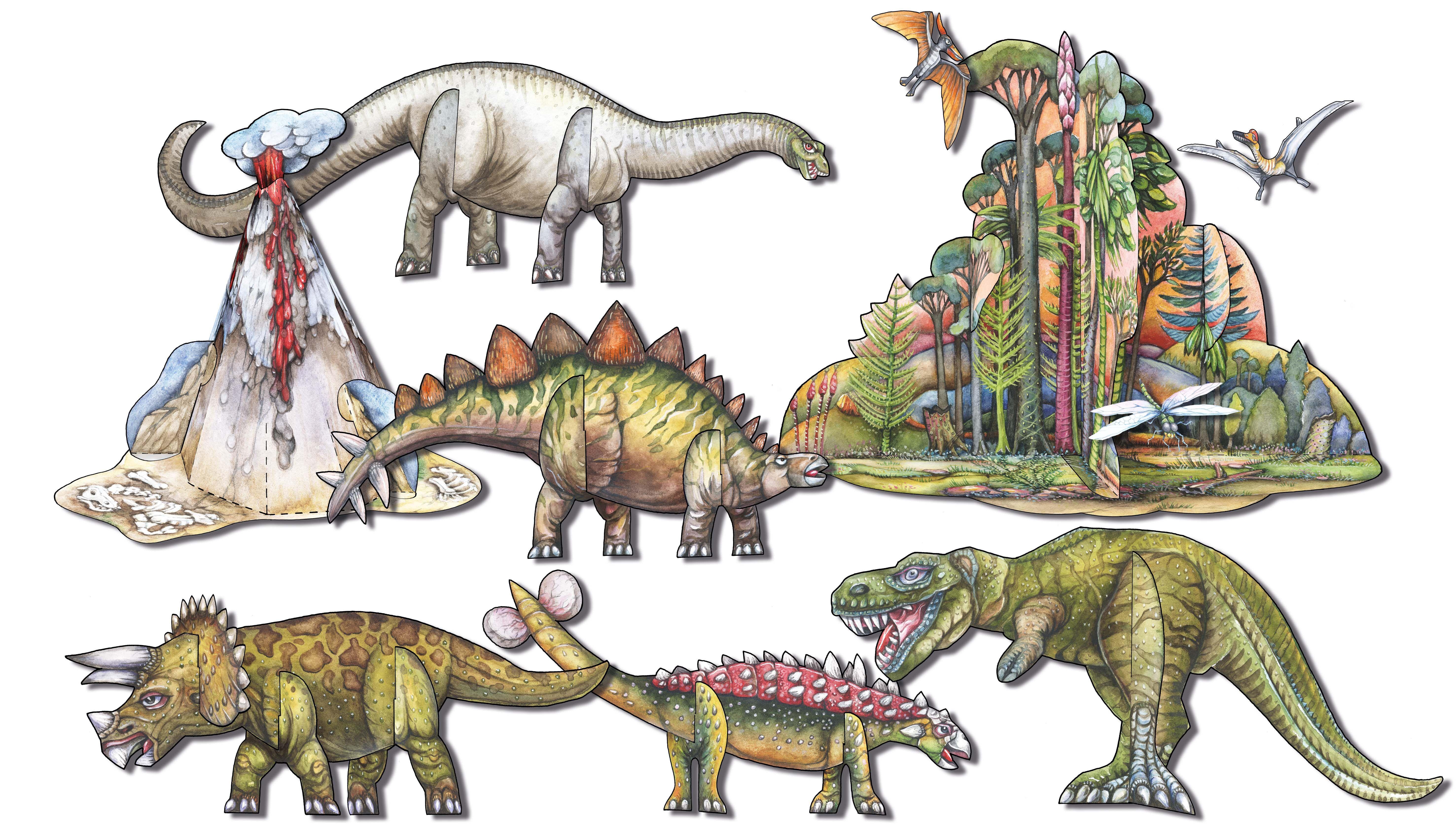 Beispielinhalt (Bild) Dinosaurier Bastelbogen