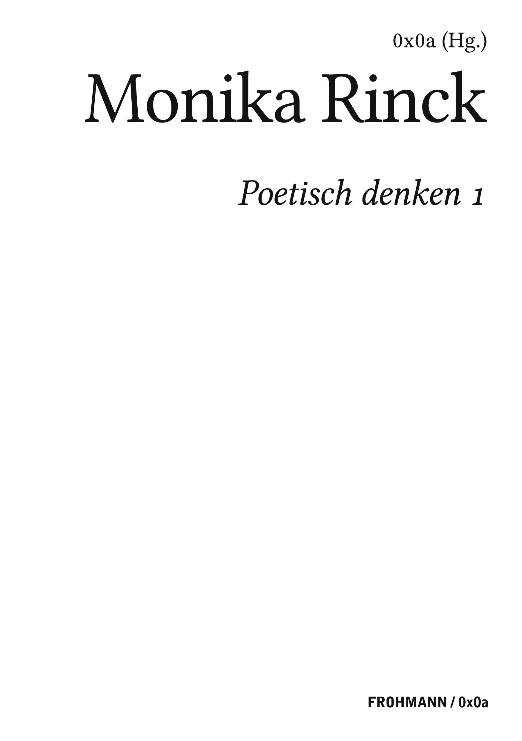 Vorderes Coverbild Poetisch denken 1: Monika Rinck