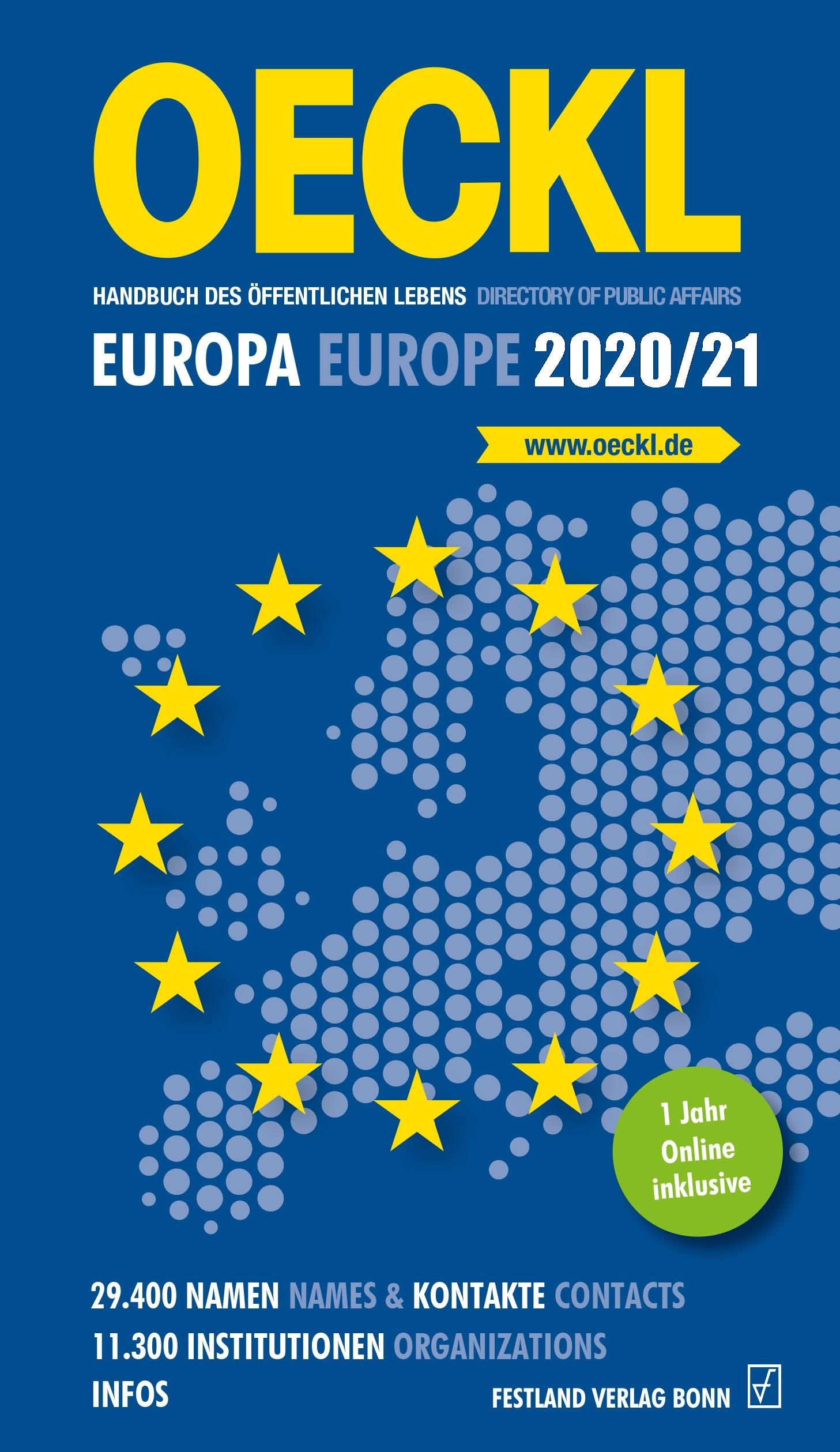 Vorderes Coverbild OECKL Handbuch des Öffentlichen Lebens - Europa und internationale Zusammenschlüsse 2020/21
