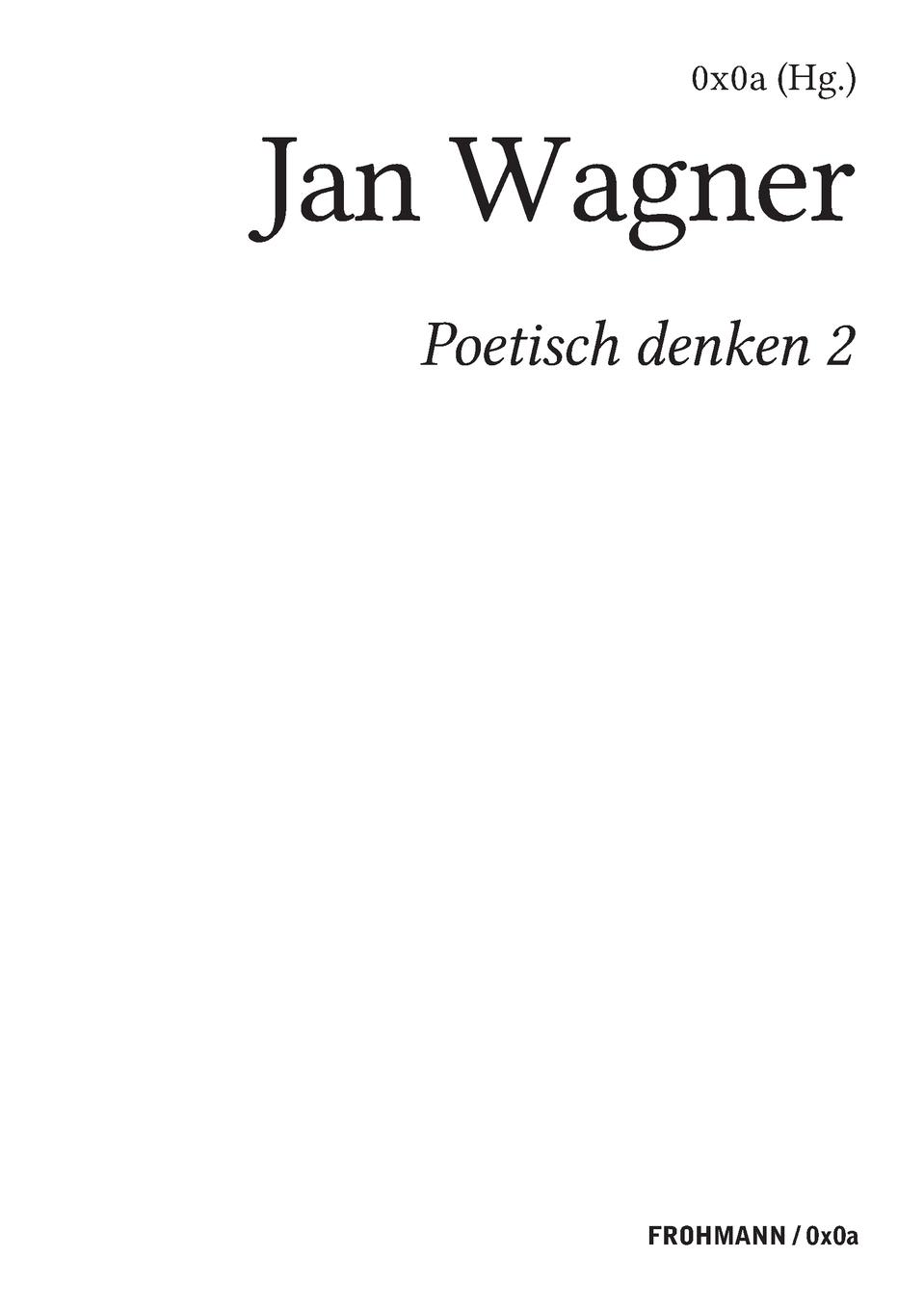 Vorderes Coverbild Poetisch denken 2: Jan Wagner