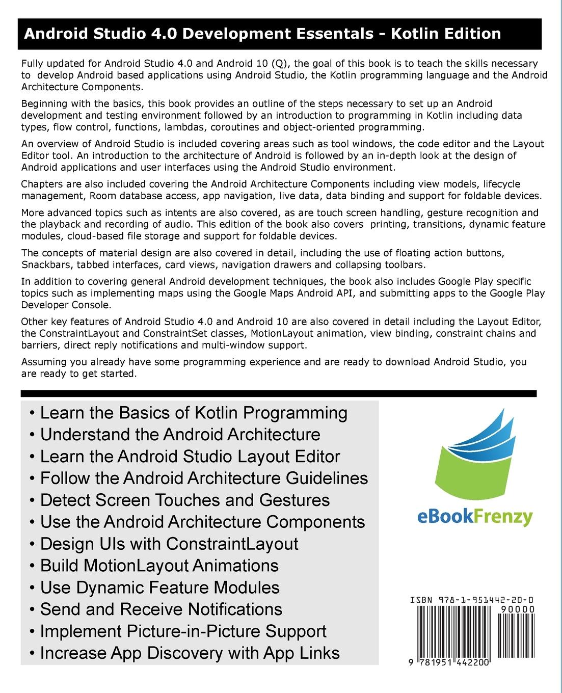 Rückseitencover Android Studio 4.0 Development Essentials - Kotlin Edition