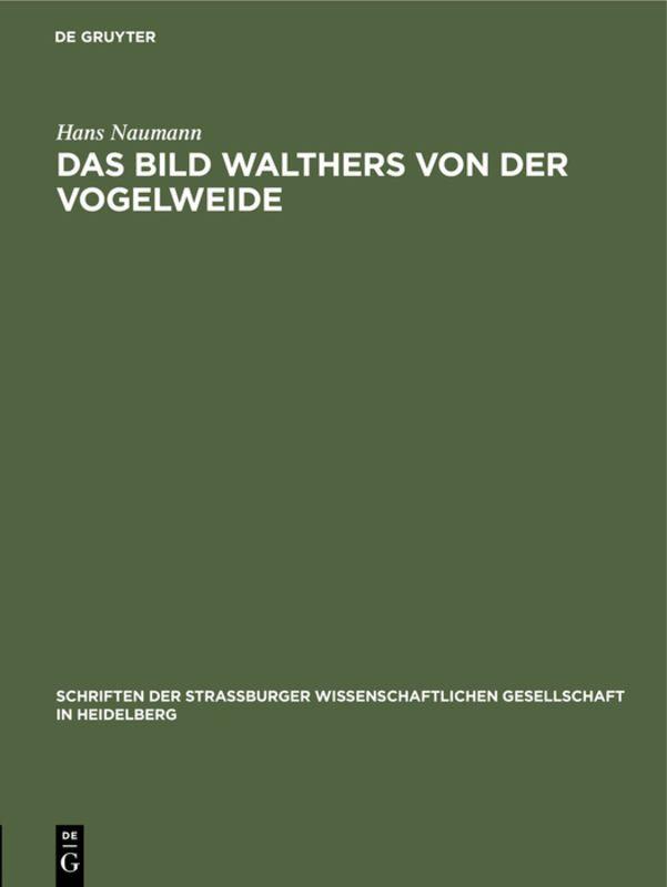 Vorderes Coverbild Das Bild Walthers von der Vogelweide