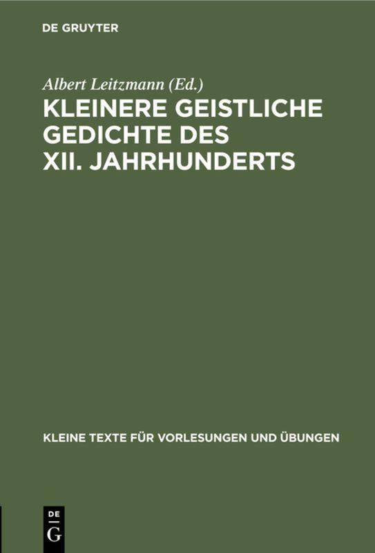 Vorderes Coverbild Kleinere geistliche Gedichte des XII. Jahrhunderts