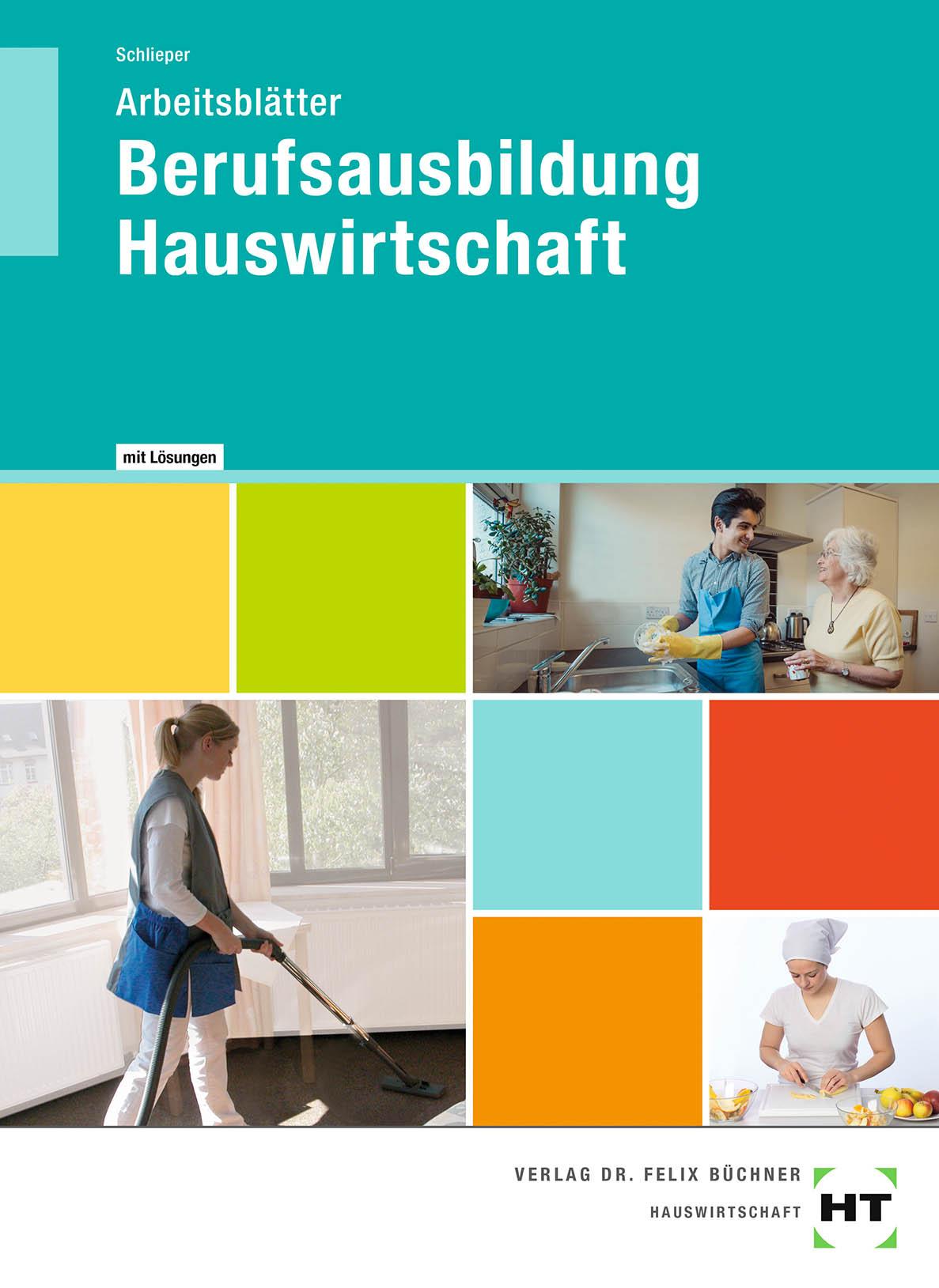 Vorderes Coverbild Arbeitsblätter mit eingetragenen Lösungen Berufsausbildung Hauswirtschaft