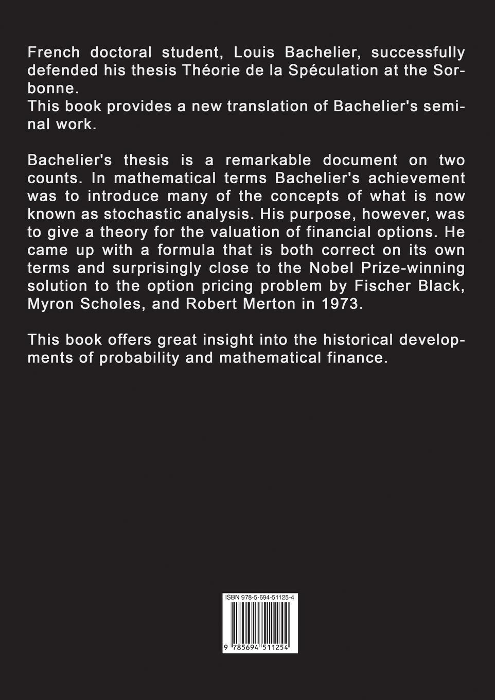 Rückseitencover Louis Bachelier's Theory of Speculation