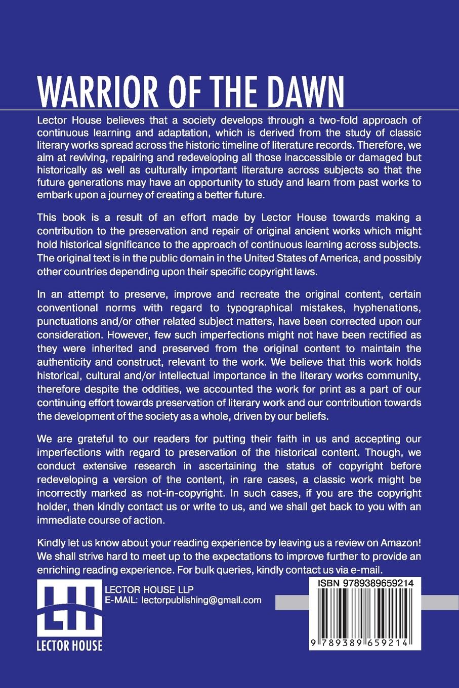 Rückseitencover Warrior Of The Dawn