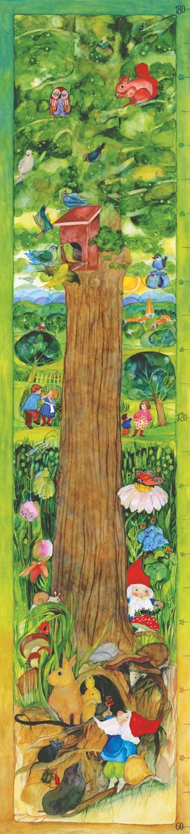 Vorderes Coverbild Messlatte. Motiv Lebensbaum. Kinder-Poster 28 x 180 cm