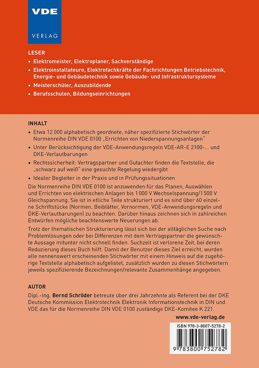 Rückseitencover Wo steht was in DIN VDE 0100?