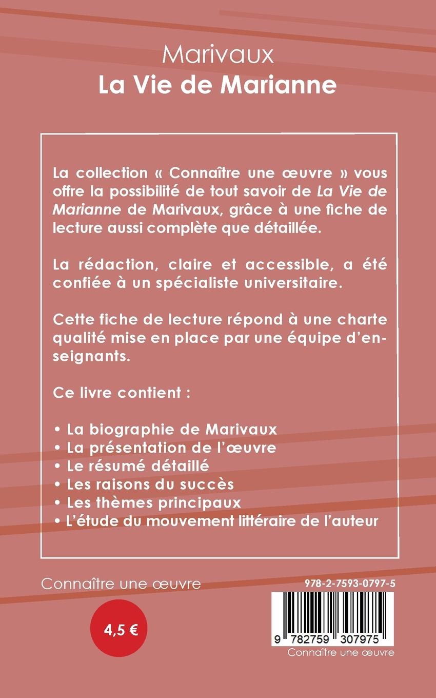 Rückseitencover Fiche de lecture La Vie de Marianne de Marivaux (analyse littéraire de référence et résumé complet)