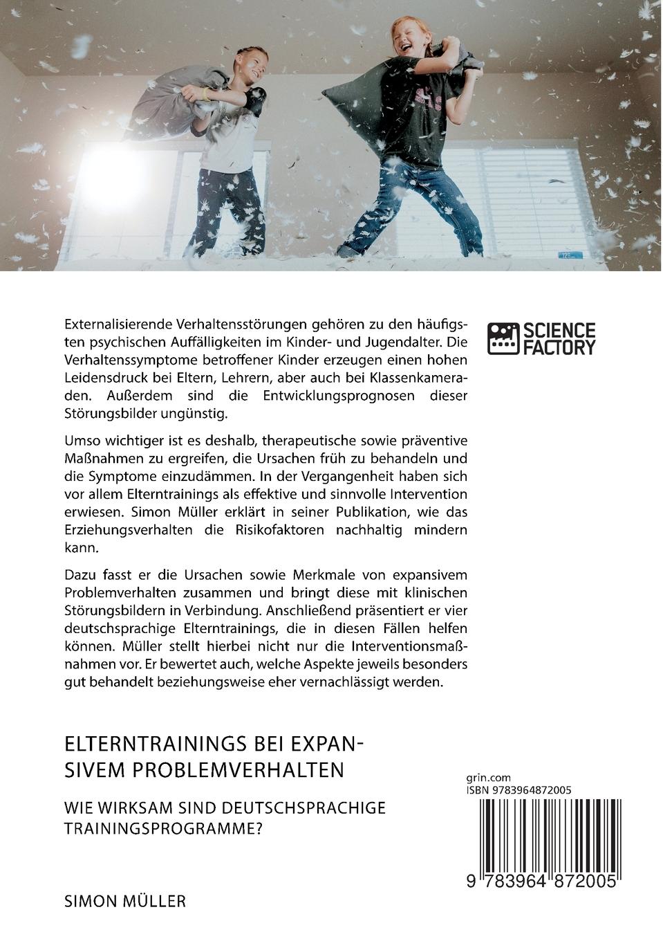 Rückseitencover Elterntrainings bei expansivem Problemverhalten. Wie wirksam sind deutschsprachige Trainingsprogramme?