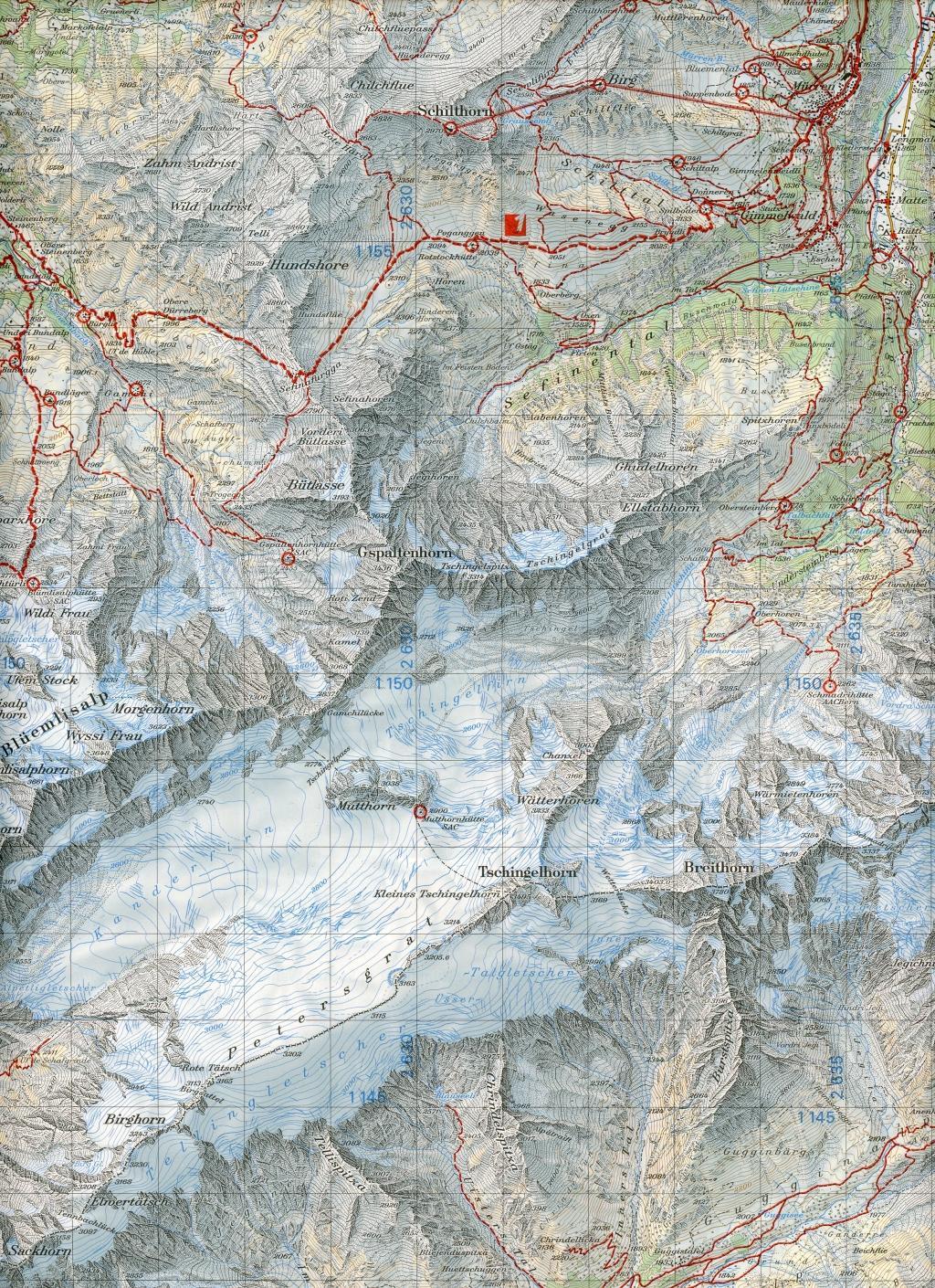Beispielinhalt (Bild) Swisstopo 1 : 50 000 Jungfrau