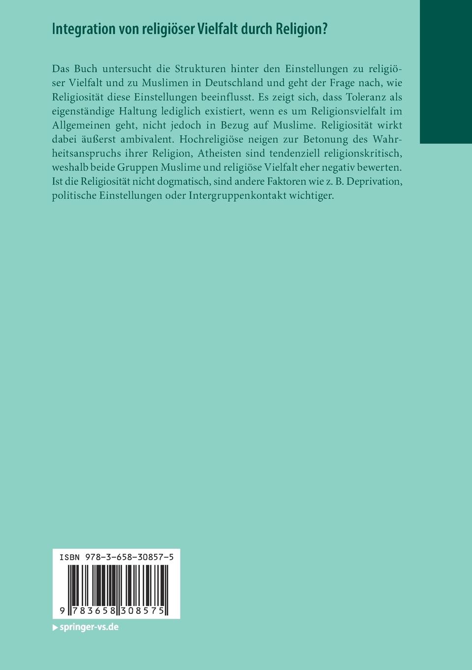 Rückseitencover Integration von religiöser Vielfalt durch Religion?