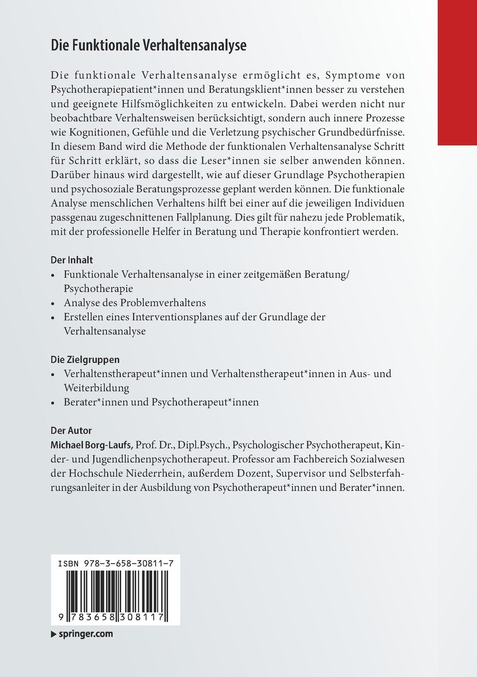 Rückseitencover Die Funktionale Verhaltensanalyse