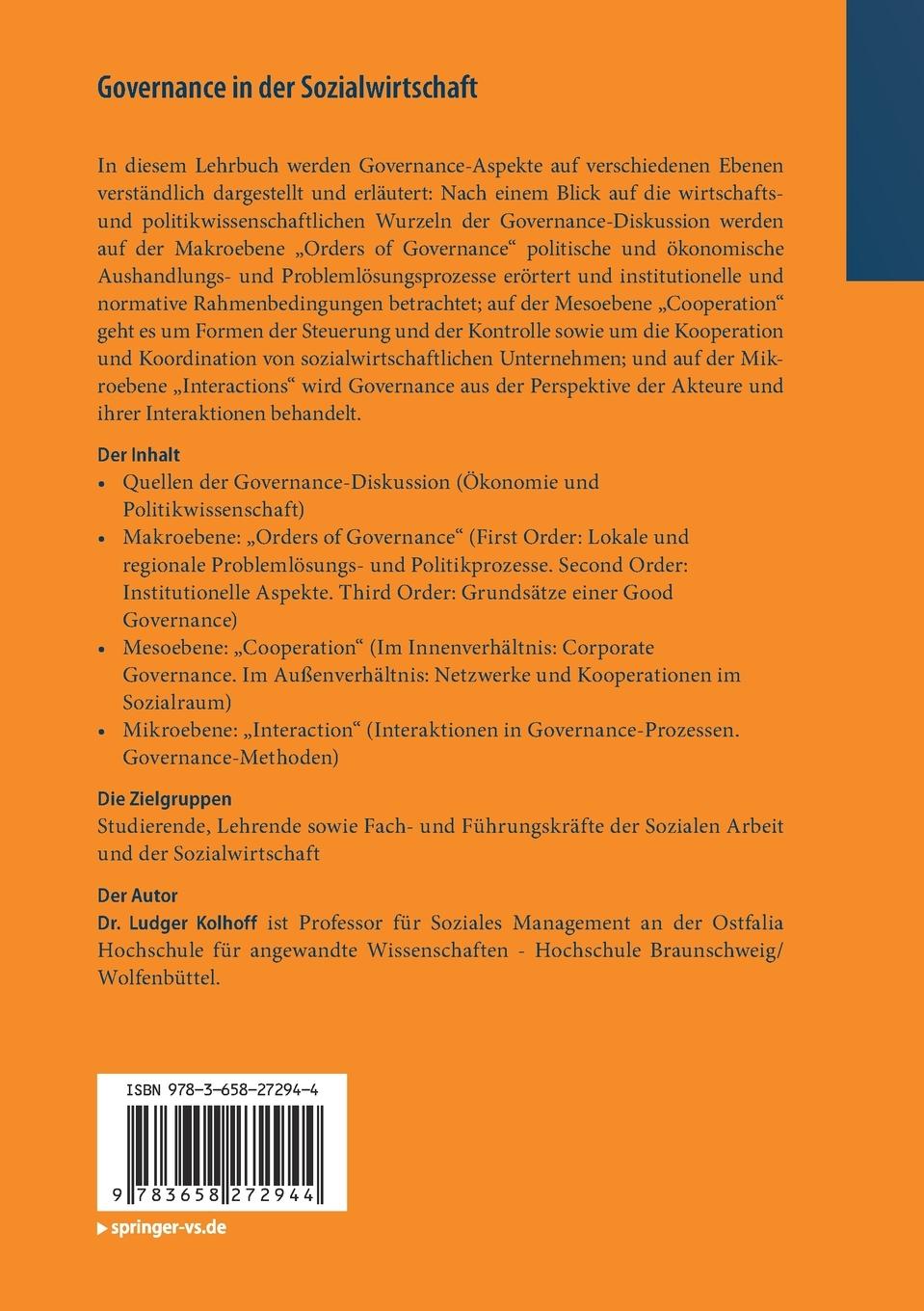 Rückseitencover Governance in der Sozialwirtschaft