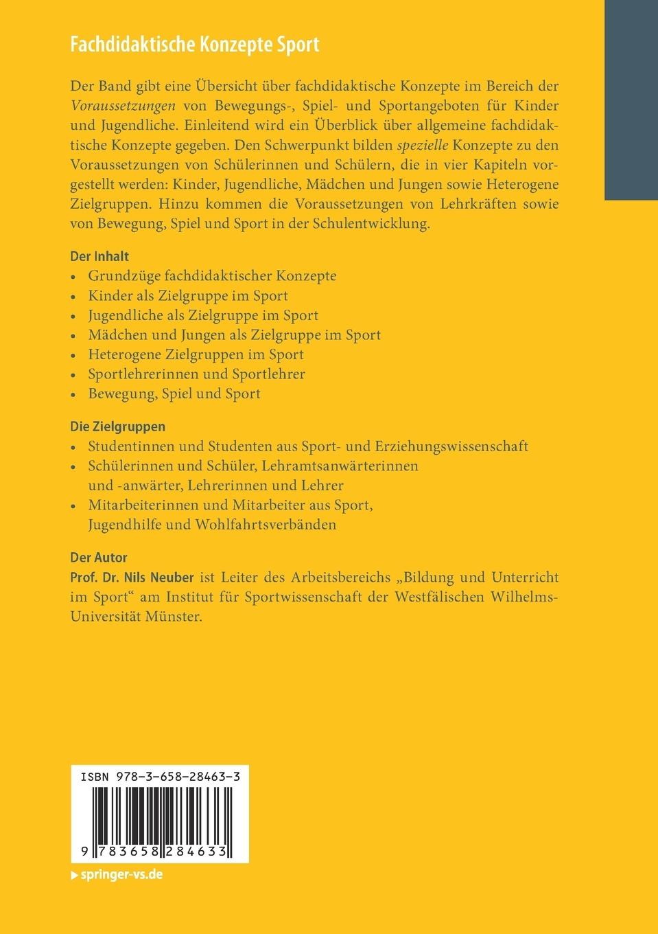 Rückseitencover Fachdidaktische Konzepte Sport