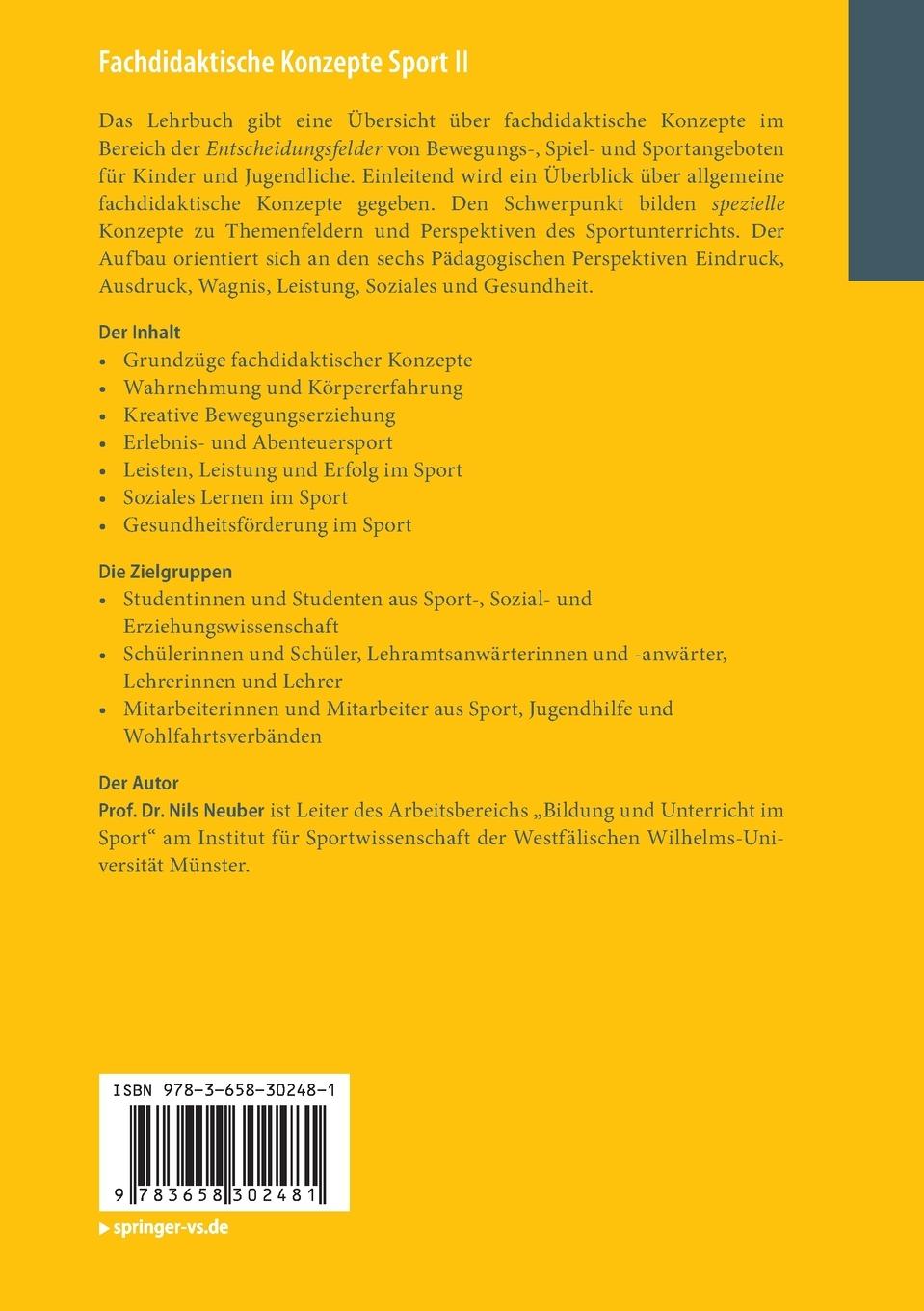 Rückseitencover Fachdidaktische Konzepte Sport II