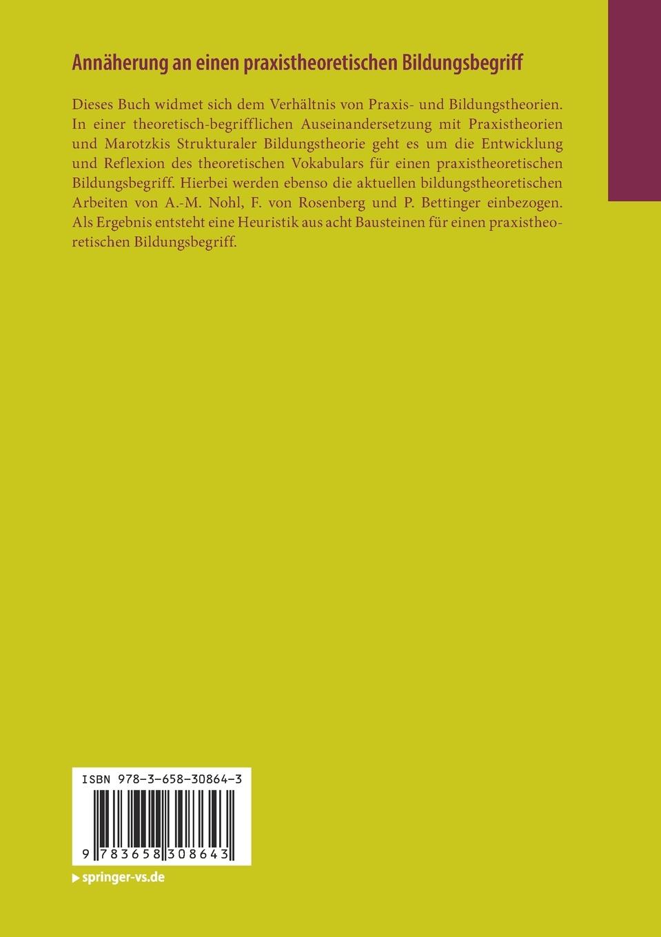 Rückseitencover Annäherung an einen praxistheoretischen Bildungsbegriff
