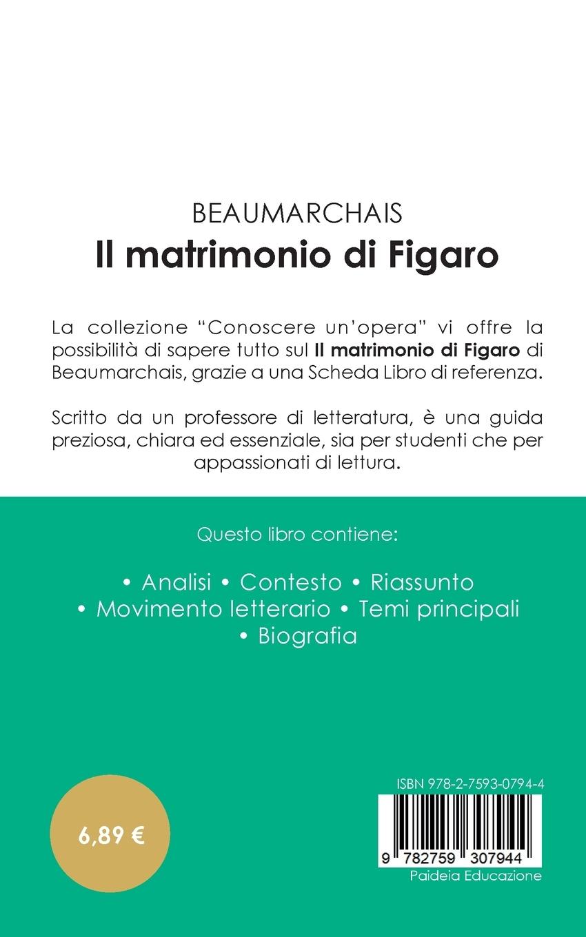 Rückseitencover Scheda libro Il matrimonio di Figaro di Beaumarchais (analisi letteraria di riferimento e riassunto completo)