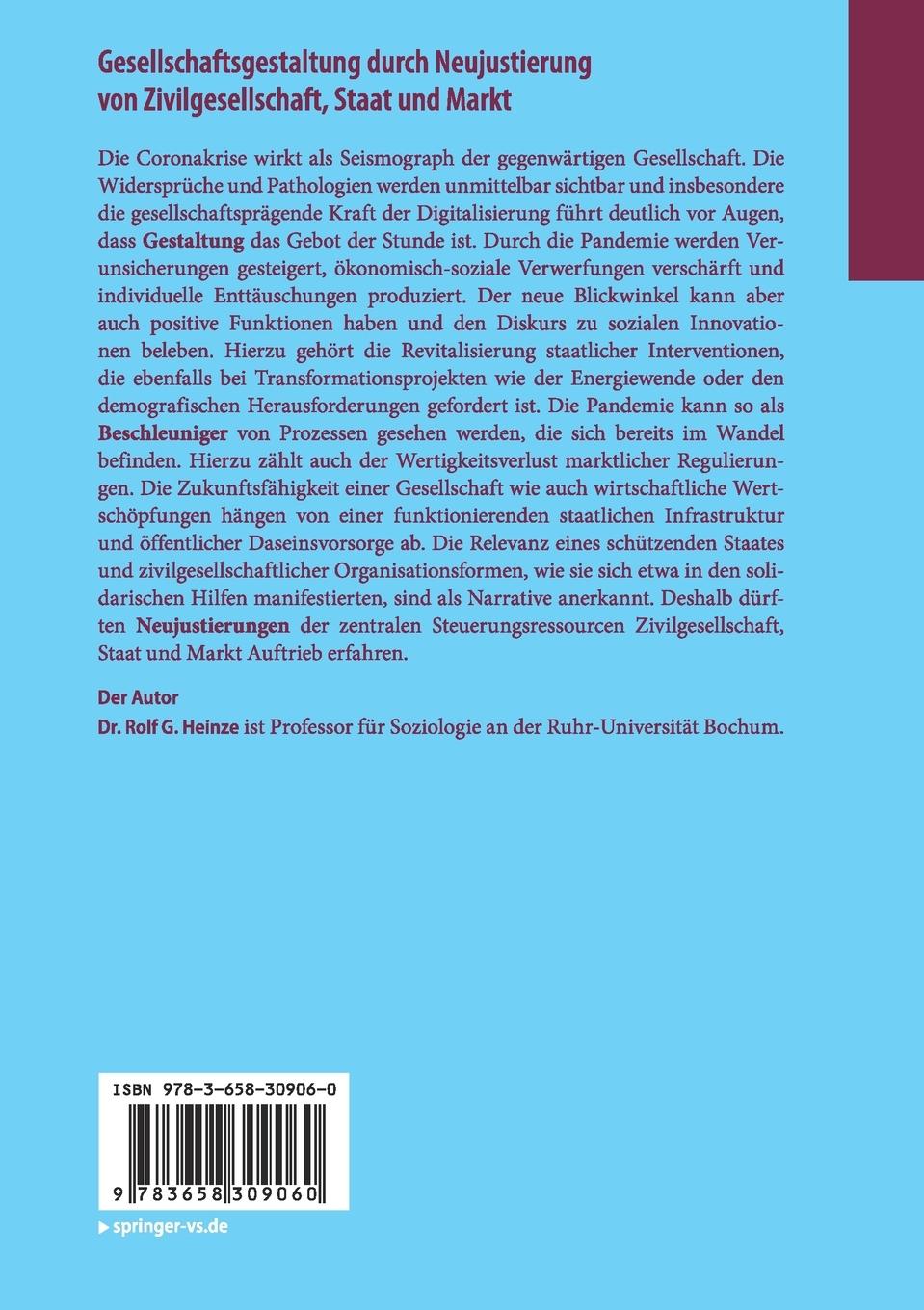 Rückseitencover Gesellschaftsgestaltung durch Neujustierung von Zivilgesellschaft, Staat und Markt